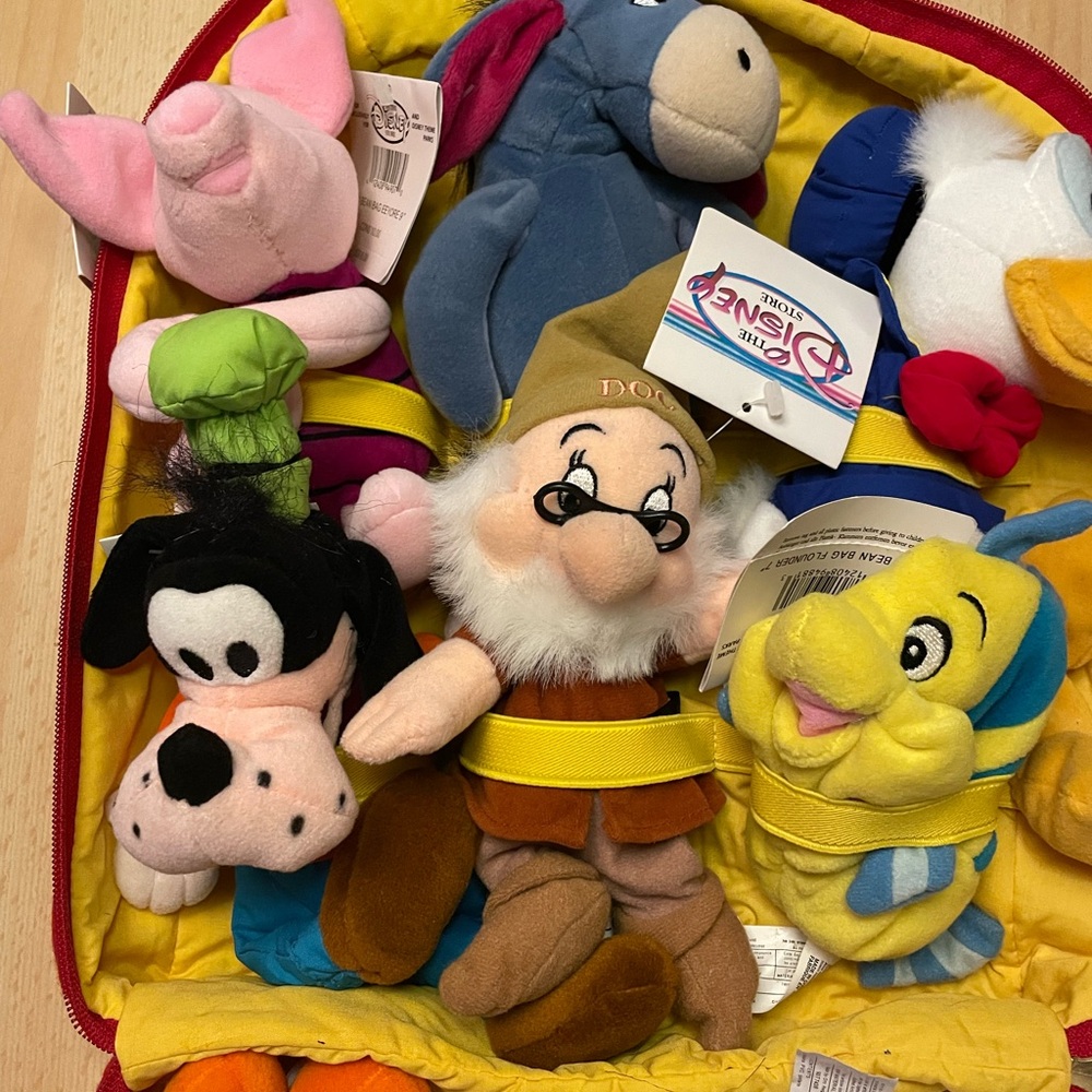 Vintage 90s RARE Disney Store Bean Bag Backpack & First 12 Characters Ever - Picture 5 of 11